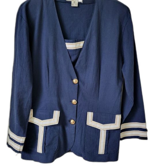 2/$30 Vintage Navy Jacket with Gold Accents - Size Medium - Picture 1 of 5